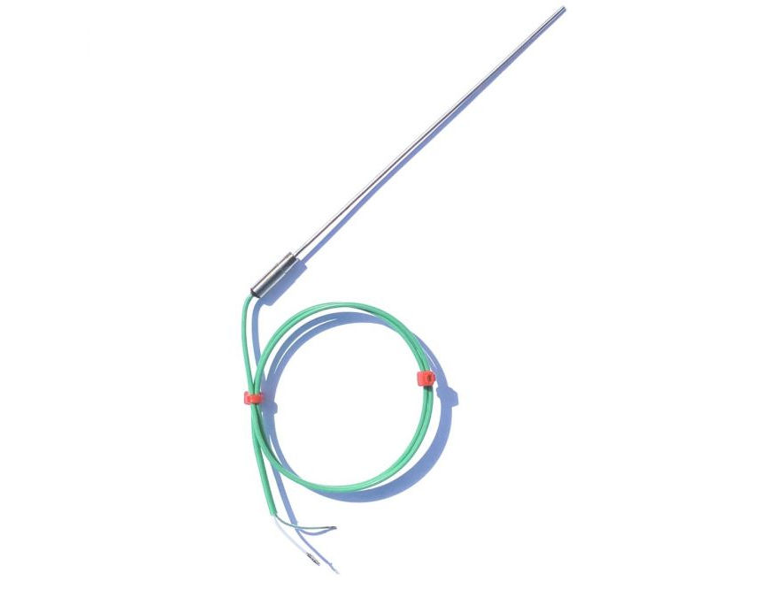 Thermocouple  isolation minrale  rponse rapide de 0,25 mm de diamtre avec pot uni et queues IEC PFA - Type K - Jonction mise  la terre