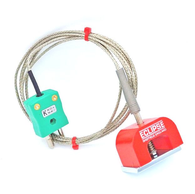 Thermocouple magntique IEC Type K 11,8 kg (fer  cheval), cble isol PFA avec sur-tresse en acier inoxydable se terminant par une prise standard