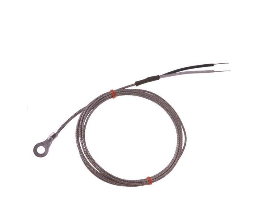 Thermocouple  rondelle CEI, cble isol en fibre de verre avec sur-tresse en acier inoxydable de type J avec terminaison  queue nue