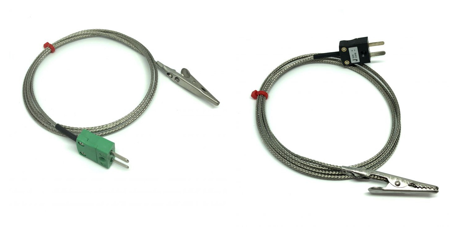 Thermocouple IEC Crocodile Clip avec cble surtress en acier inoxydable en fibre de verre