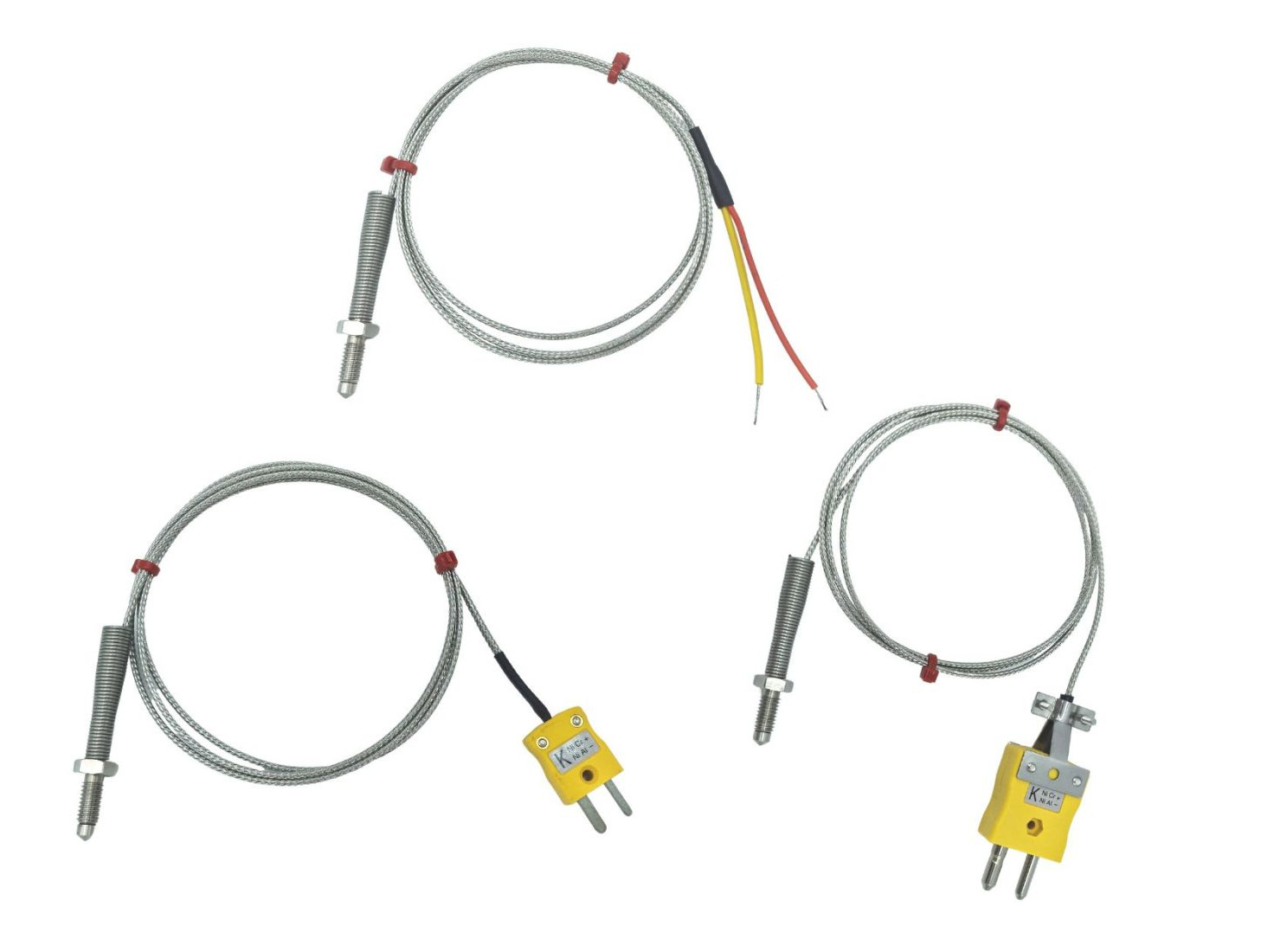 Thermocouple de buse ANSI, cble isol en fibre de verre avec sur-tresse en acier inoxydable - Type K