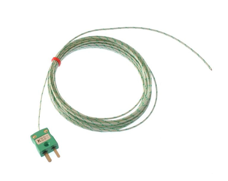 Thermocouple  jonction expose CEI  paire plate isol en fibre de verre - Type K avec terminaison mini prise