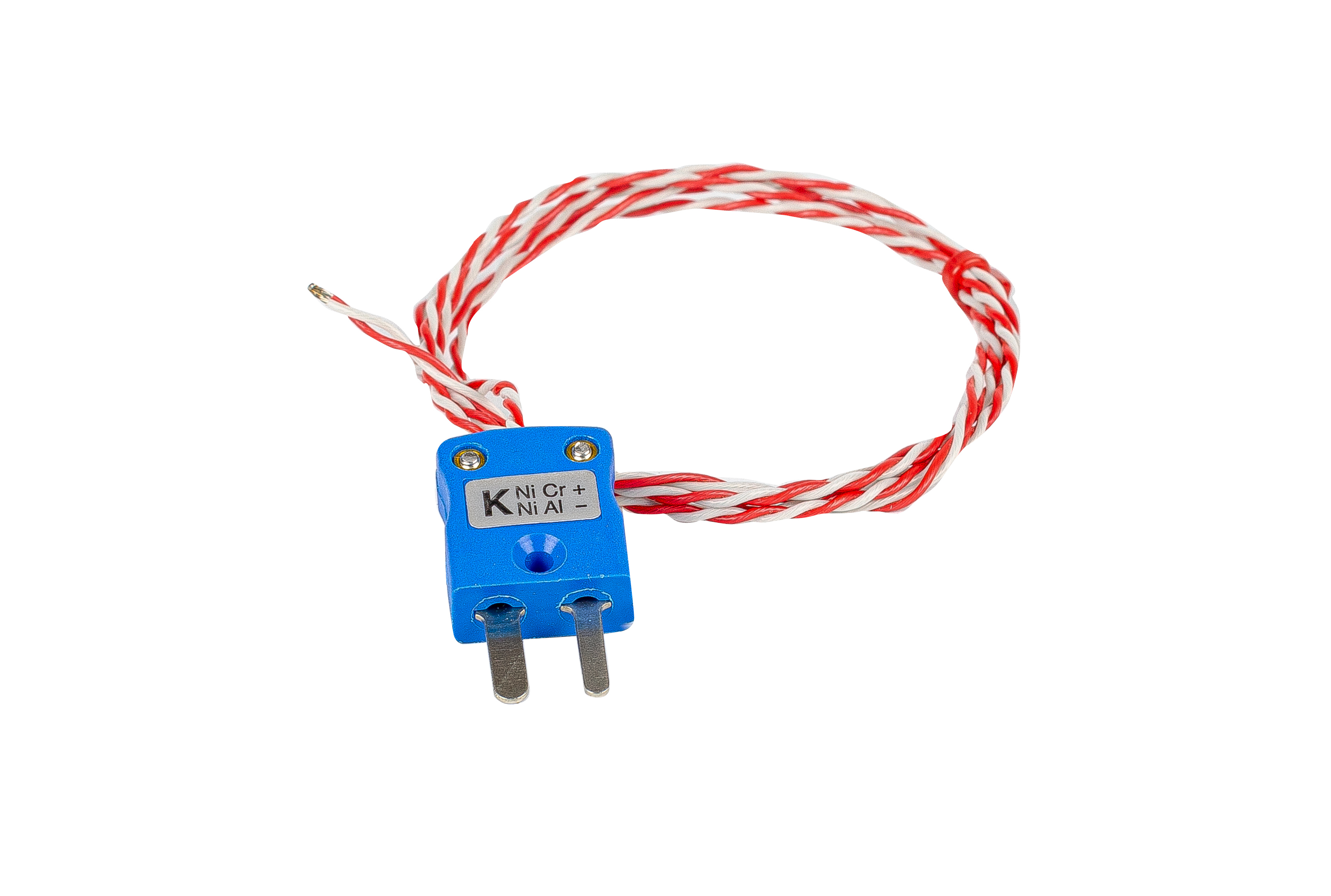 Thermocouple  pointe soude expose JIS Type K avec cble torsad double PFA et terminaison de fiche miniature 1 / 0.2mm