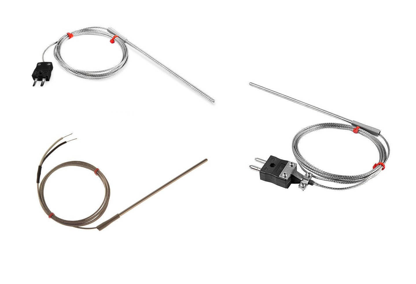Sonde thermocouple  usage gnral CEI, cble isol en fibre de verre avec sur-tresse en acier inoxydable - Type J