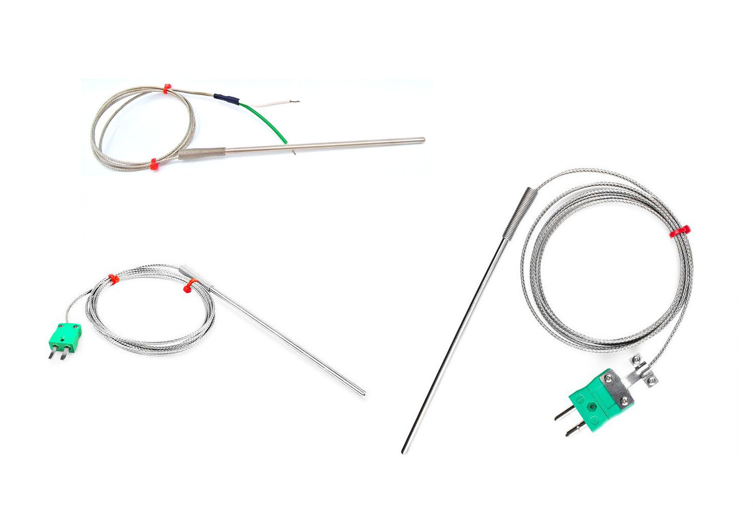 Sonde thermocouple  usage gnral CEI, cble isol en fibre de verre avec surtresse en acier inoxydable - Type K