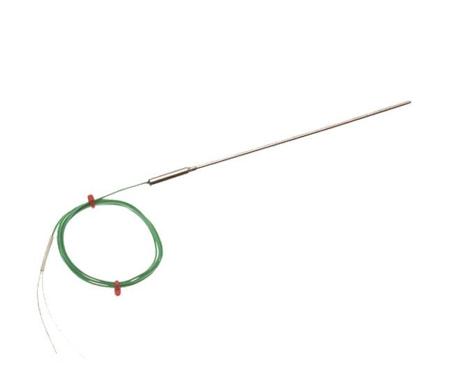 Thermocouple IEC  rponse rapide de 0,81 mm de diamtre Joint en pot uni avec 1 mtre de plomb isol PFA, paire plate de 7/0,2 mm avec queues - Jonction isole
