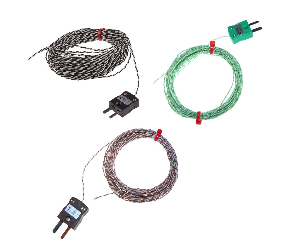 Thermocouple  jonction expose CEI double torsad isol en PTFE avec fiche miniature - Types K, J, T