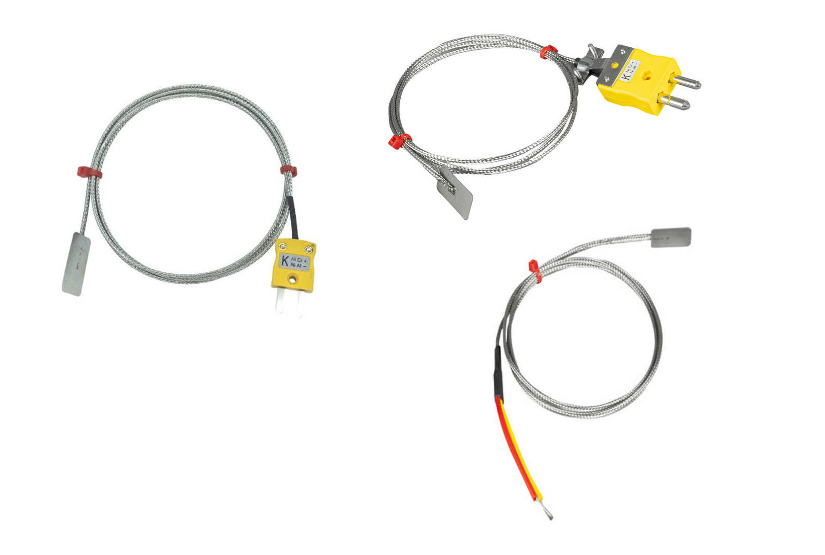 Thermocouple  lames ANSI, cble isol en fibre de verre avec sur-tresse en acier inoxydable