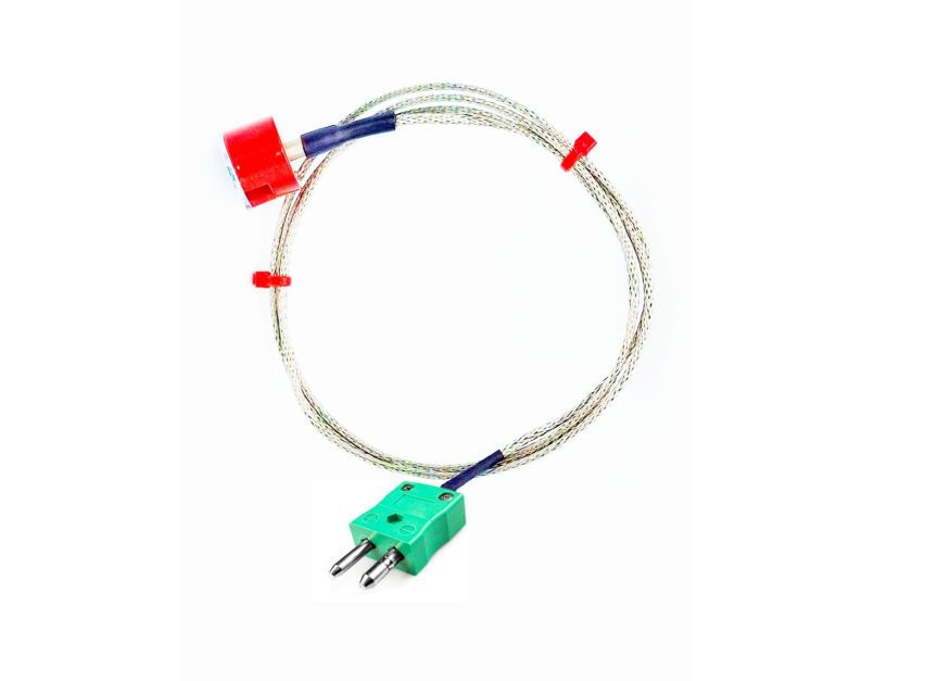 Thermocouple magntique  bouton de traction IEC de type K 1,9 kg, cble isol PFA avec sur-tresse en acier inoxydable se terminant par une prise standard