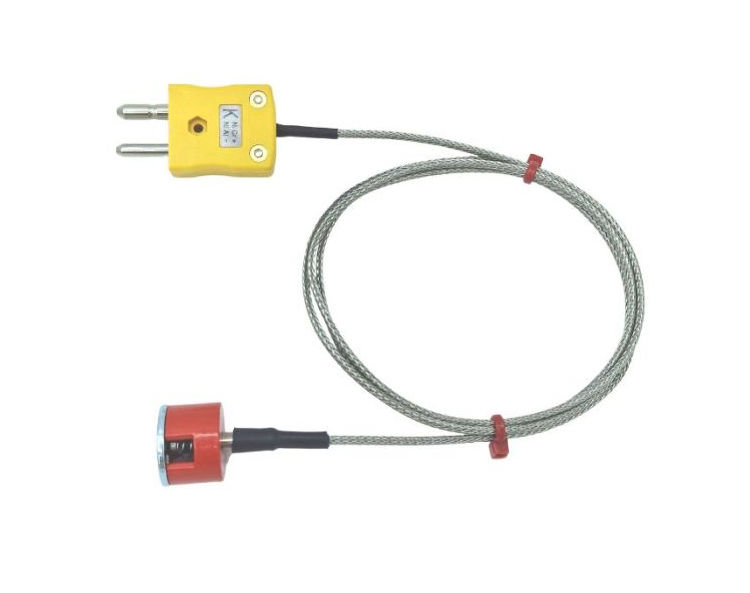 Thermocouple  aimant  bouton de traction ANSI de type K 1,9 kg, cble isol PFA avec sur-tresse en acier inoxydable se terminant par une prise standard