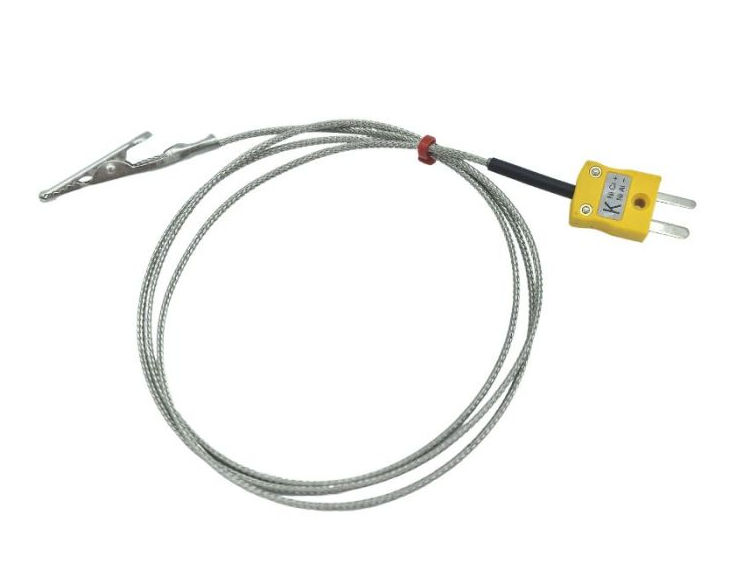 Thermocouple ANSI Crocodile Clip avec cble surtress en acier inoxydable en fibre de verre