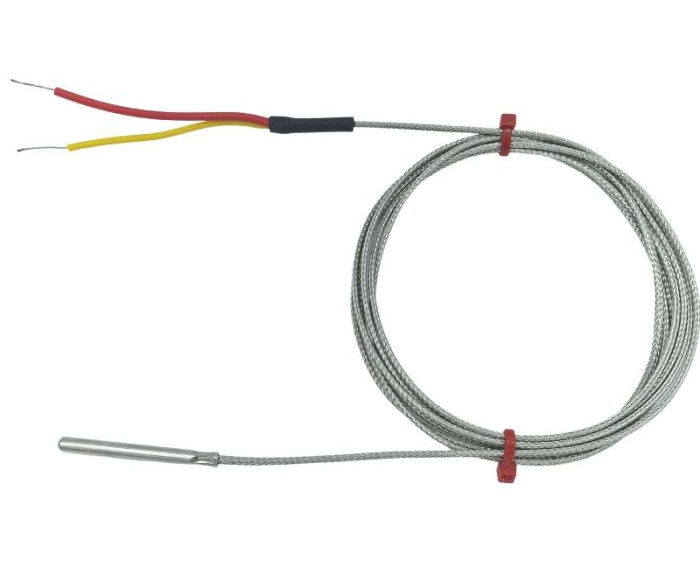 Thermocouple mis  la terre fabriqu par lANSI dans un tube en acier inoxydable, cble surtress en acier inoxydable en fibre de verre