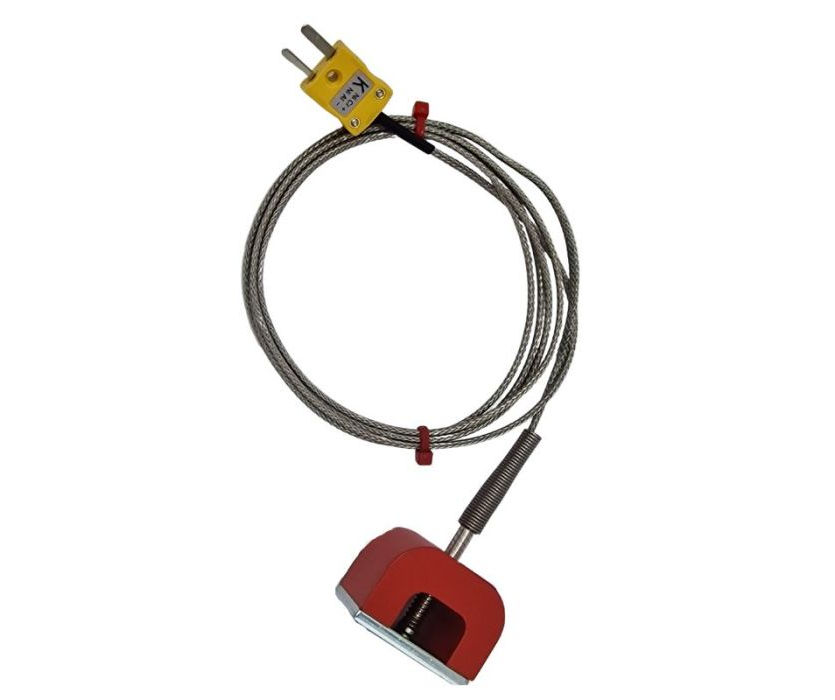Thermocouple magntique ANSI Type K 9 kg (fer  cheval), cble isol PFA avec sur-tresse en acier inoxydable se terminant par une prise miniature