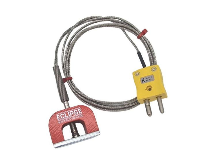 Thermocouple magntique ANSI Type K 9 kg (fer  cheval), cble isol PFA avec sur-tresse en acier inoxydable se terminant par une prise standard