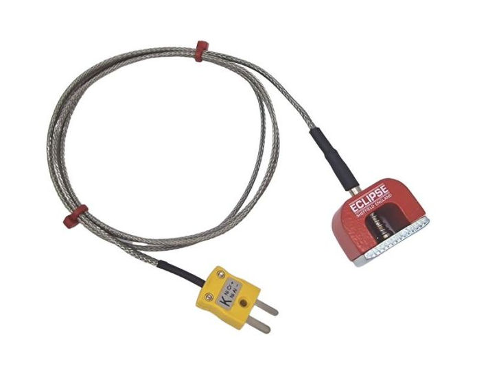 Thermocouple magntique ANSI Type K 4,5 kg (fer  cheval), cble isol PFA avec sur-tresse en acier inoxydable se terminant par une prise miniature