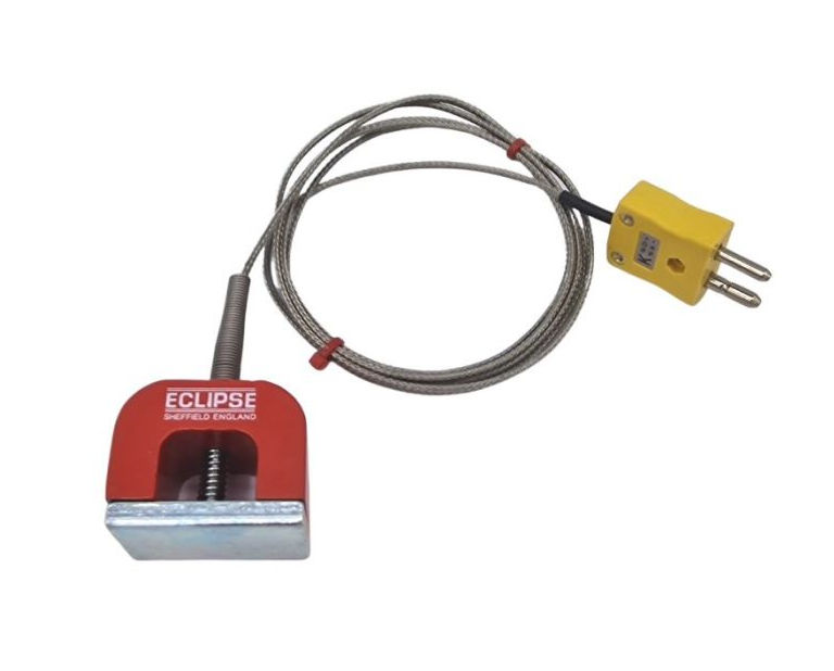 Thermocouple magntique ANSI Type K 11,8 kg (fer  cheval), cble isol PFA avec sur-tresse en acier inoxydable se terminant par une prise standard