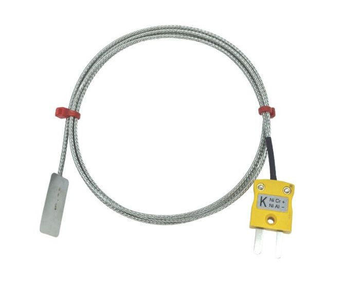 Thermocouple  lames ANSI, cble isol en fibre de verre avec sur-tresse en acier inoxydable se terminant par une prise miniature