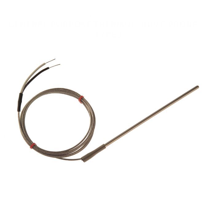 Sonde thermocouple  usage gnral CEI, cble isol en fibre de verre avec surtresse en acier inoxydable - Type J - Terminaison  queues nues