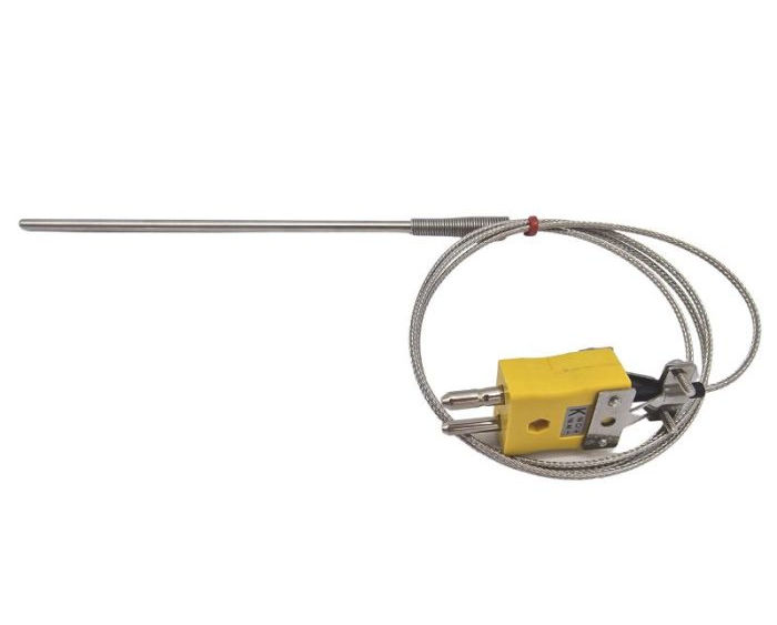 Sonde thermocouple  usage gnral ANSI, cble isol en fibre de verre avec sur-tresse en acier inoxydable - Type K se terminant par une prise standard