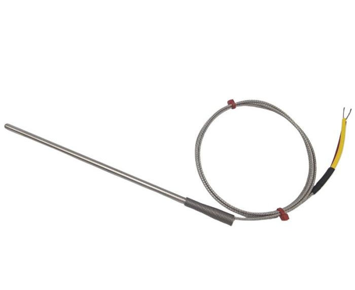 Sonde thermocouple  usage gnral ANSI, cble isol en fibre de verre avec sur-tresse en acier inoxydable - Type K se terminant par des queues nues
