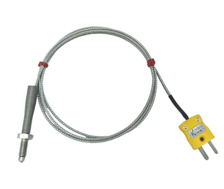 Thermocouple de buse ANSI, cble isol en fibre de verre avec sur-tresse en acier inoxydable - Type K Terminaison en prise miniature