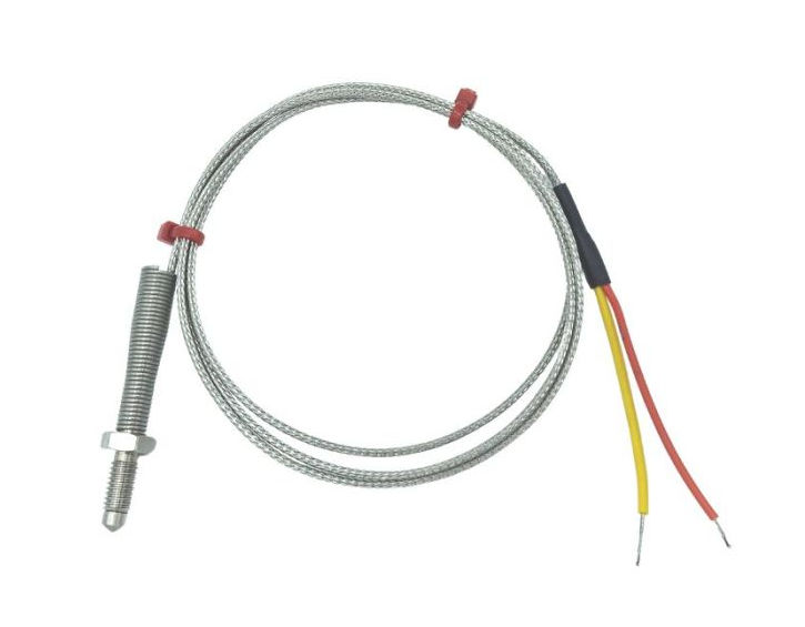 Thermocouple de buse ANSI, cble isol en fibre de verre avec sur-tresse en acier inoxydable - Type K se terminant par des queues nues