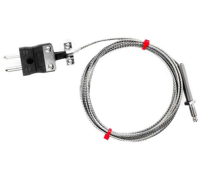 Thermocouple de buse CEI, cble isol en fibre de verre avec sur-tresse en acier inoxydable - Type J - Terminaison de prise standard