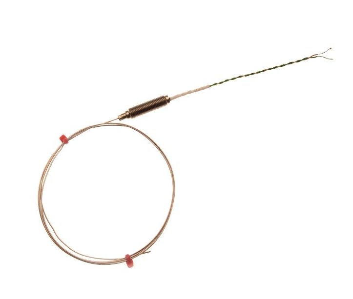 Thermocouple  isolation minrale IEC avec pot filet et 100 mm de cble IEC double torsad isol PFA - Type J