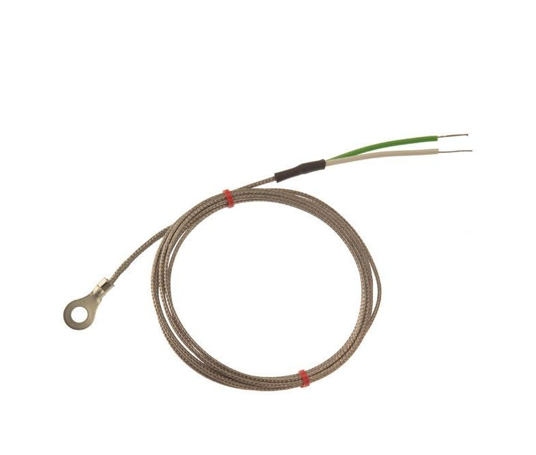 Thermocouple  rondelle CEI, cble isol en fibre de verre avec sur-tresse en acier inoxydable de type K avec terminaison  queue nue