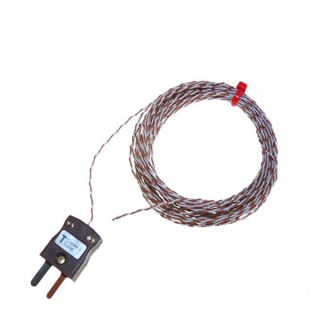 Thermocouple  jonction expose IEC double torsion isol en PTFE avec prise miniature - Type T