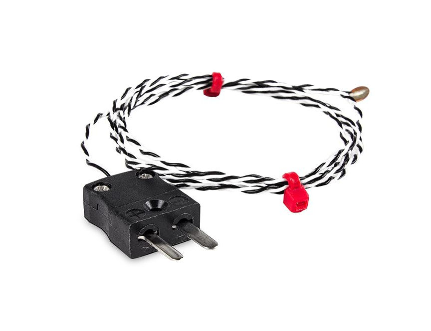 Thermocouple  disque  fil fin CEI, PTFE avec fiche miniature - Type J