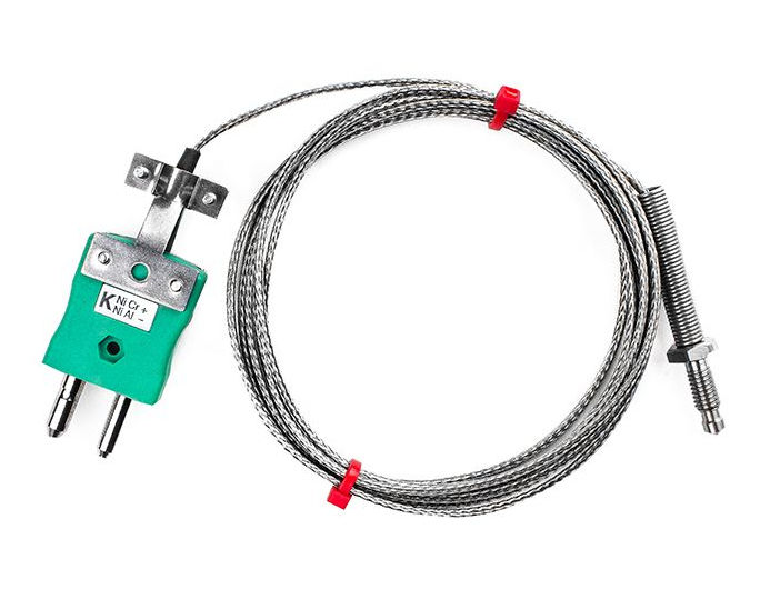 Thermocouple de buse CEI, cble isol en fibre de verre avec sur-tresse en acier inoxydable - Type K - Terminaison de prise standard