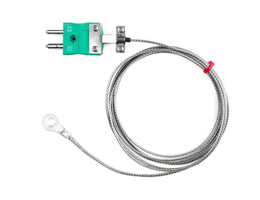 Thermocouple  rondelle CEI, cble isol en fibre de verre avec sur-tresse en acier inoxydable de type K avec terminaison de fiche standard