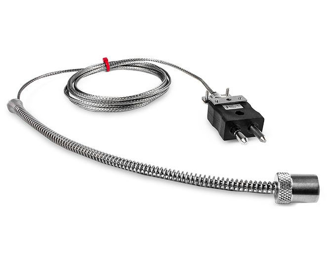 Thermocouple  baonnette rglable CEI, cble surtress en acier inoxydable en fibre de verre - Type J