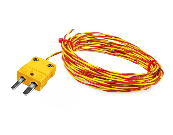 Thermocouple  pointe soude soude double torsion torsade haute temprature ANSI de type K avec terminaison de fiche miniature