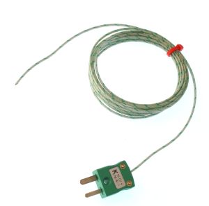 Thermocouple  jonction expose CEI  paire plate isole en fibre de verre - Type K avec terminaison de fiche miniature - 1/0,508 mm x 5 m
