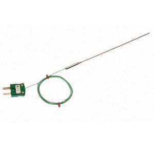 Thermocouple  isolation minrale CEI avec joint en pot ordinaire, 1 m de fil IEC isol PFA et terminaison de mini-prise - Type K - 1,0 mm x 150 mm