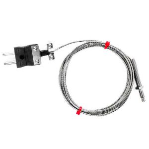 Thermocouple de buse CEI, cble isol en fibre de verre avec sur-tresse en acier inoxydable - Type J - Terminaison de prise standard - 2M