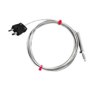  Thermocouple de buse CEI, cble isol en fibre de verre avec surtresse en acier inoxydable - Type J - Terminaison de prise miniature - 2M