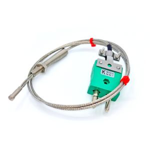 Thermocouple de buse CEI, cble isol en fibre de verre avec sur-tresse en acier inoxydable - Type K - Terminaison de prise standard - 1M