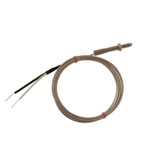 Thermocouple de buse CEI, cble isol en fibre de verre avec sur-tresse en acier inoxydable - Type J - Terminaison  queues nues - 5M