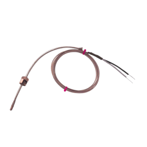 Thermocouple  baonnette rglable CEI, cble surtress en acier inoxydable en fibre de verre - type J - terminaison  queues nues - 2M