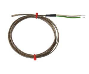 Thermocouple mis  la terre fabriqu par CEI dans un tube en acier inoxydable, cble surtress en acier inoxydable en fibre de verre - Type K - 3,18 mm de diamtre - 40 mm de longueur