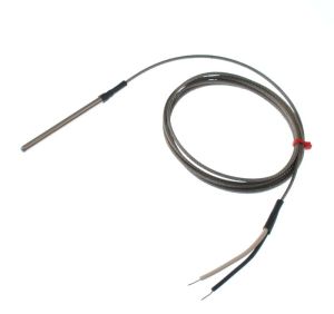 Thermocouple mis  la terre fabriqu par CEI dans un tube en acier inoxydable, cble surtress en acier inoxydable en fibre de verre - Type J - 4,76 mm de diamtre - 75 mm de longueur