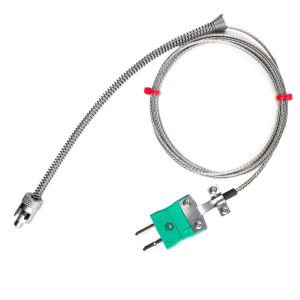 Thermocouple  baonnette rglable CEI, cble surtress en acier inoxydable en fibre de verre - Type K - Terminaison de prise standard avec serre-cble - 2M