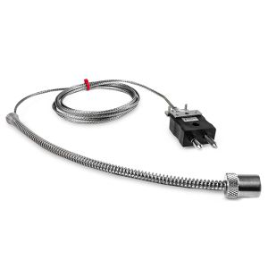 Thermocouple  baonnette rglable CEI, cble surtress en acier inoxydable en fibre de verre - Type J - Terminaison de prise standard avec serre-cble - 2M