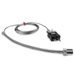 Thermocouple  baonnette rglable CEI, cble surtress en acier inoxydable en fibre de verre - Type J - Terminaison de prise standard avec serre-cble - 3M