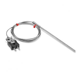 Sonde thermocouple  usage gnral CEI, cble isol en fibre de verre avec sur-tresse en acier inoxydable se terminant par des queues nues, fiche miniature ou standard - Type K, J