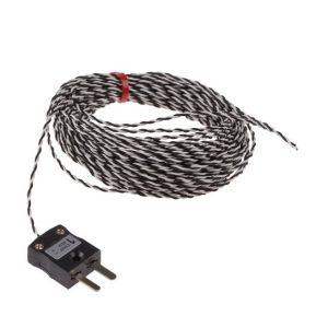 Thermocouple  jonction expose IEC double torsion isol en PTFE avec prise miniature - Type J - Longueur 300 mm