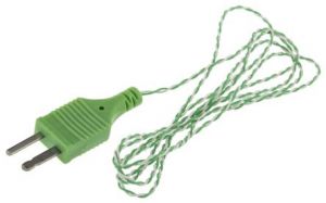 Thermocouple  jonction expose CEI, double torsad isol PFA avec fiche moule - Type K - 1/0,2 mm - Longueur 1 m